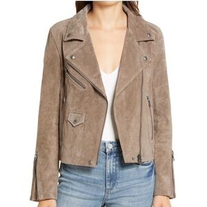 Black NYC French Taupe VITAL SIGNS Suede MOTO JACKET XS